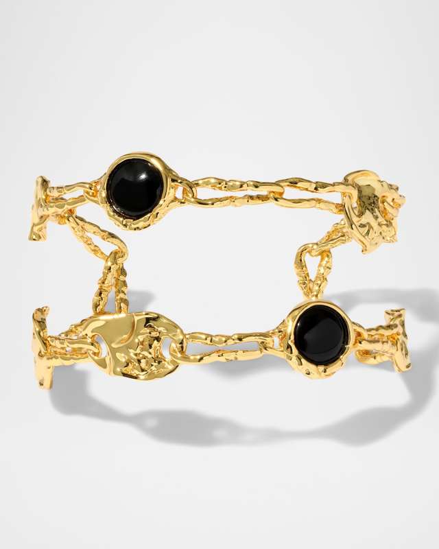 Brut Onyx Coin Open Cuff Bracelet